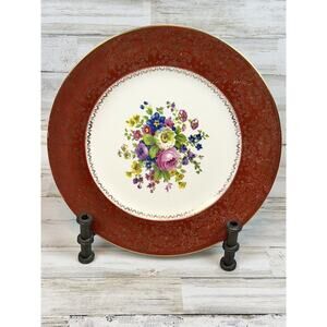 Vintage Rust Orange Century by Salem Plate Warranted 22 Karat. Made in the USA